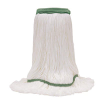 MaxiPlus® Microfiber White Wet Mops w/ 5" Wide Band (Size: Large | Looped Ends) - Case of 12