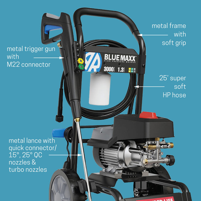 AR Blue Clean 3000 PSI Electric Cart Mounted Pressure Washer - Specs