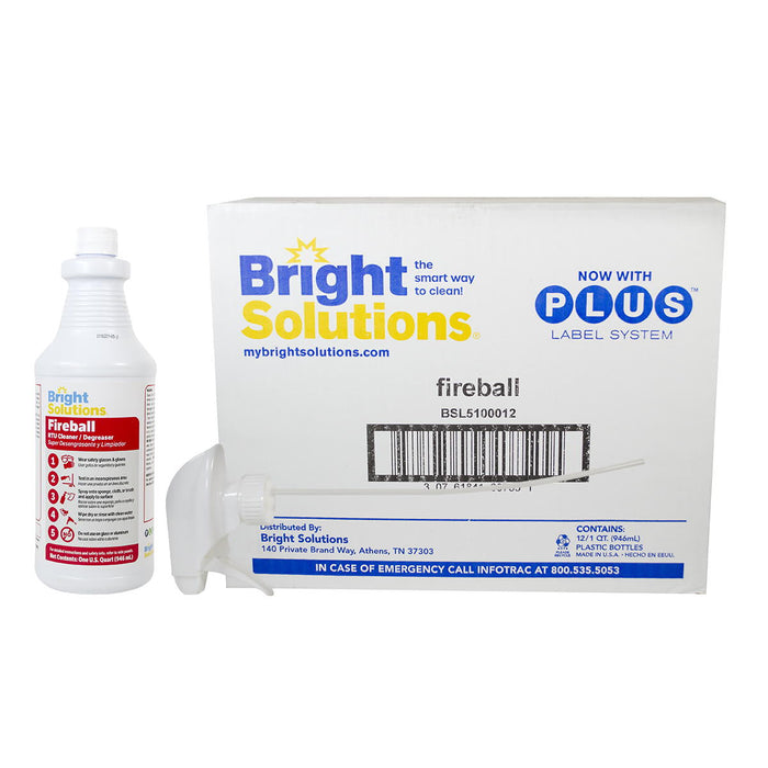 Bright Solutions® ‘Fireball’ RTU Cleaner & Degreaser - Case of 12 Quarts & 1 Trigger Sprayer
