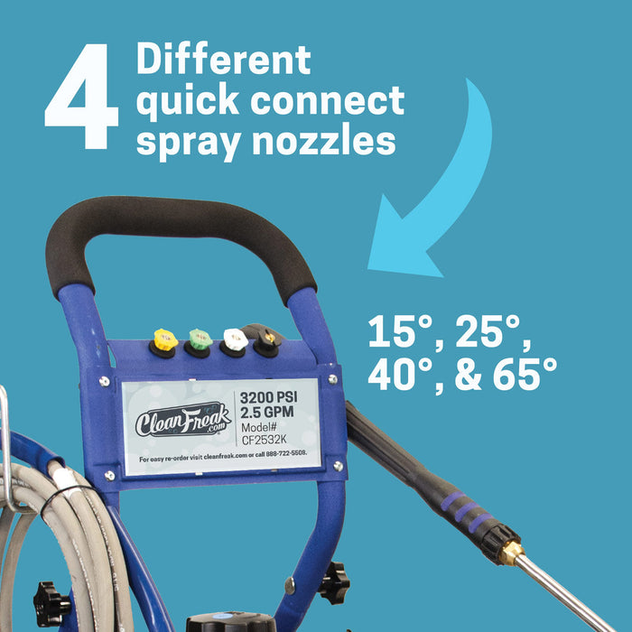 #CF2532K Pressure Washer - 4 Different Quick Connect Spray Nozzles