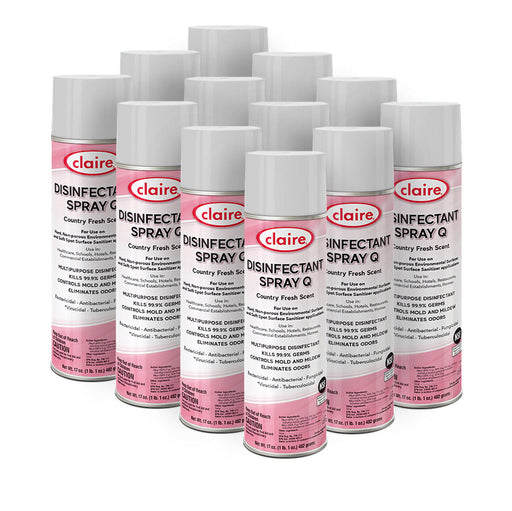 Claire® Country Fresh Scent Multi-Purpose Disinfectant Spray Q (17 oz. Aerosol Cans) - Case of 12