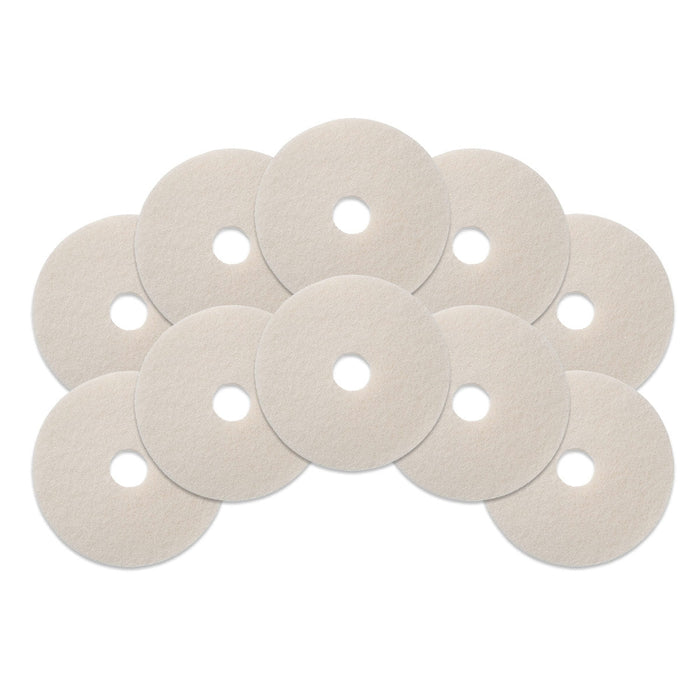 6.5 inch White Baseboard & Floor Buffing Pads - Case of 10