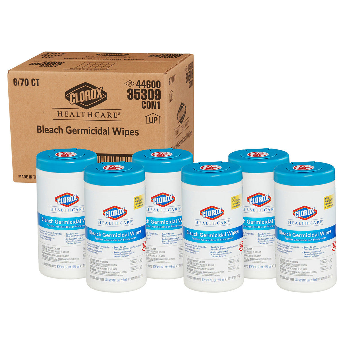 Clorox Healthcare® Unscented Bleach Germicidal Disinfecting Wipes (6.75" x 9" 70 Wipe