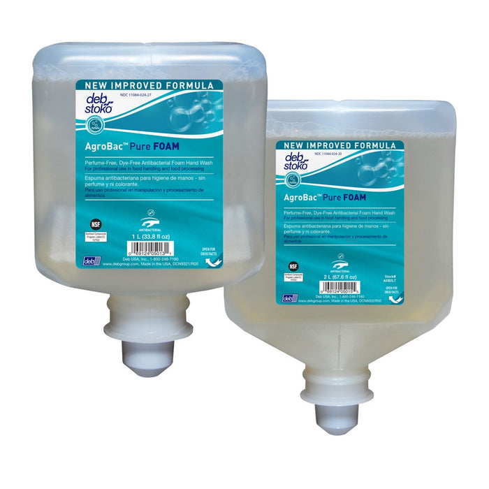 Deb® AgroBac™ Pure FOAM Antibacterial Hand Soap (1 or 2 Liter Cartridges)