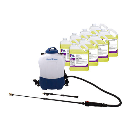 Electro Spray Electrostatic Backpack Disinfectant Sprayer with 2 cases of Disinfectant (8 Gallons) Thumbnail