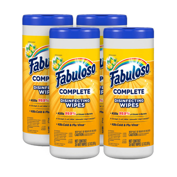 Fabuloso® Complete Lemon Scent Disinfectant Wipes (7” x 8” 90 Wipe