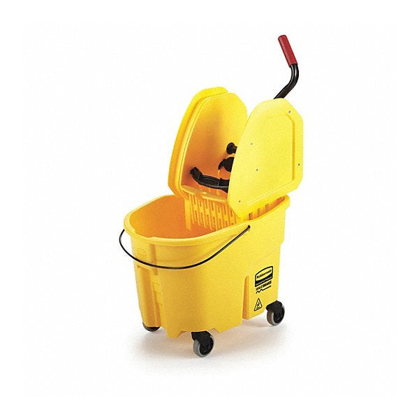 Rubbermaid® WaveBrake® 35 Quart Down Press Mop Bucket & Wringer  (FG757788YEL) - Yellow —