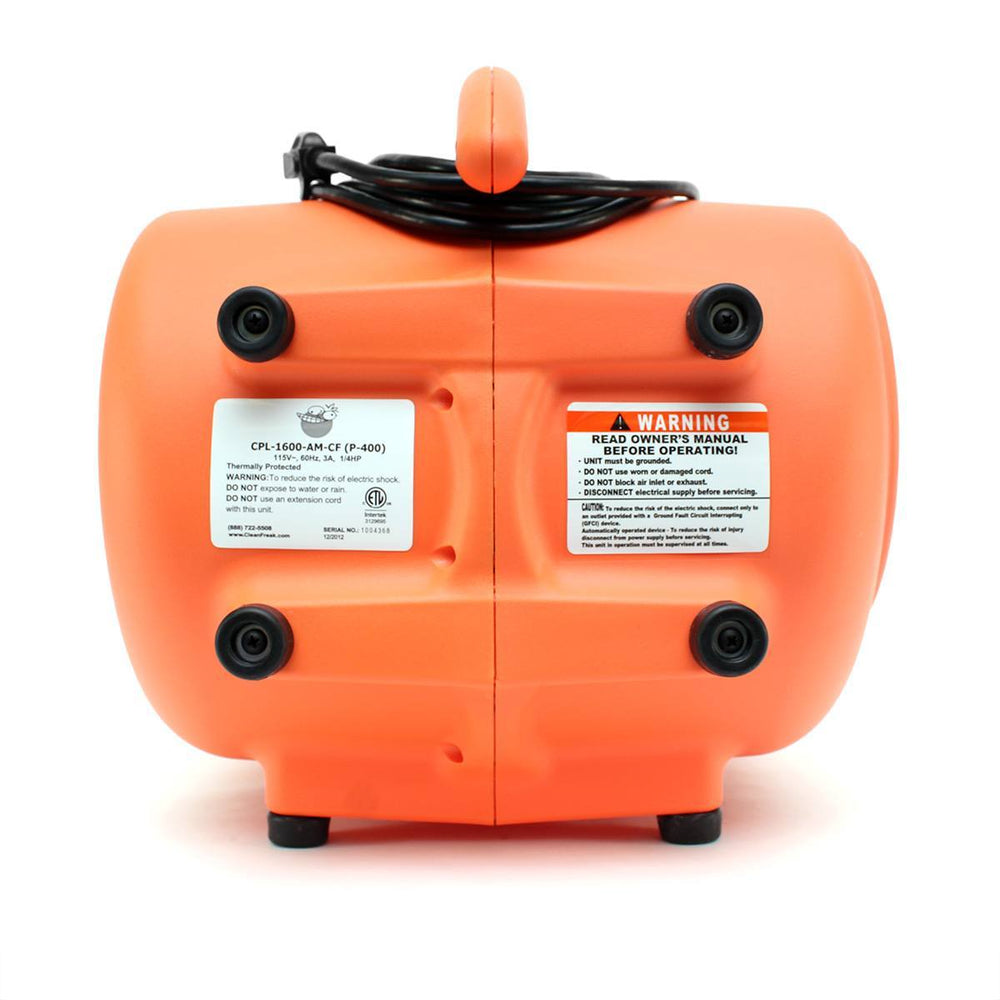ETL Listed Carpet Drying Restoration Fan - 1600 CFM CleanFreak® Model ...