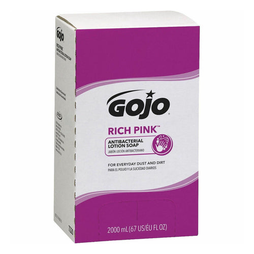 GOJO® #7220 Rich Pink Antibacterial Lotion Soap (2000 ml Dispenser Refills) - Case of 4 Thumbnail