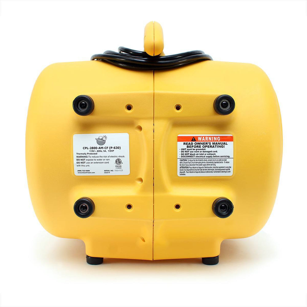 CleanFreak® 2800 CFM Yellow Air Mover (#2800-AM-CF) — CleanFreak.com