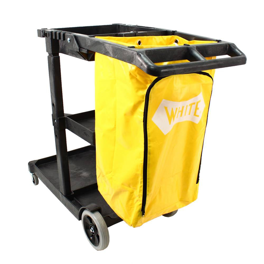 Impact® White® Black 3Shelf Janitorial & Cleaning Cart w/ 25 Gallon