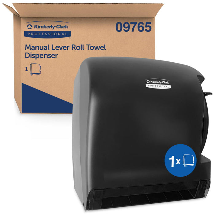 Kimberly-Clark® Lev-R-Matic 8" Paper Towel Dispenser w/ Manual Lever Action (#09765) - Smoke