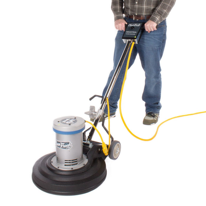 CleanFreak® 17 inch Lightweight Poly Apron Floor Buffer Being Used