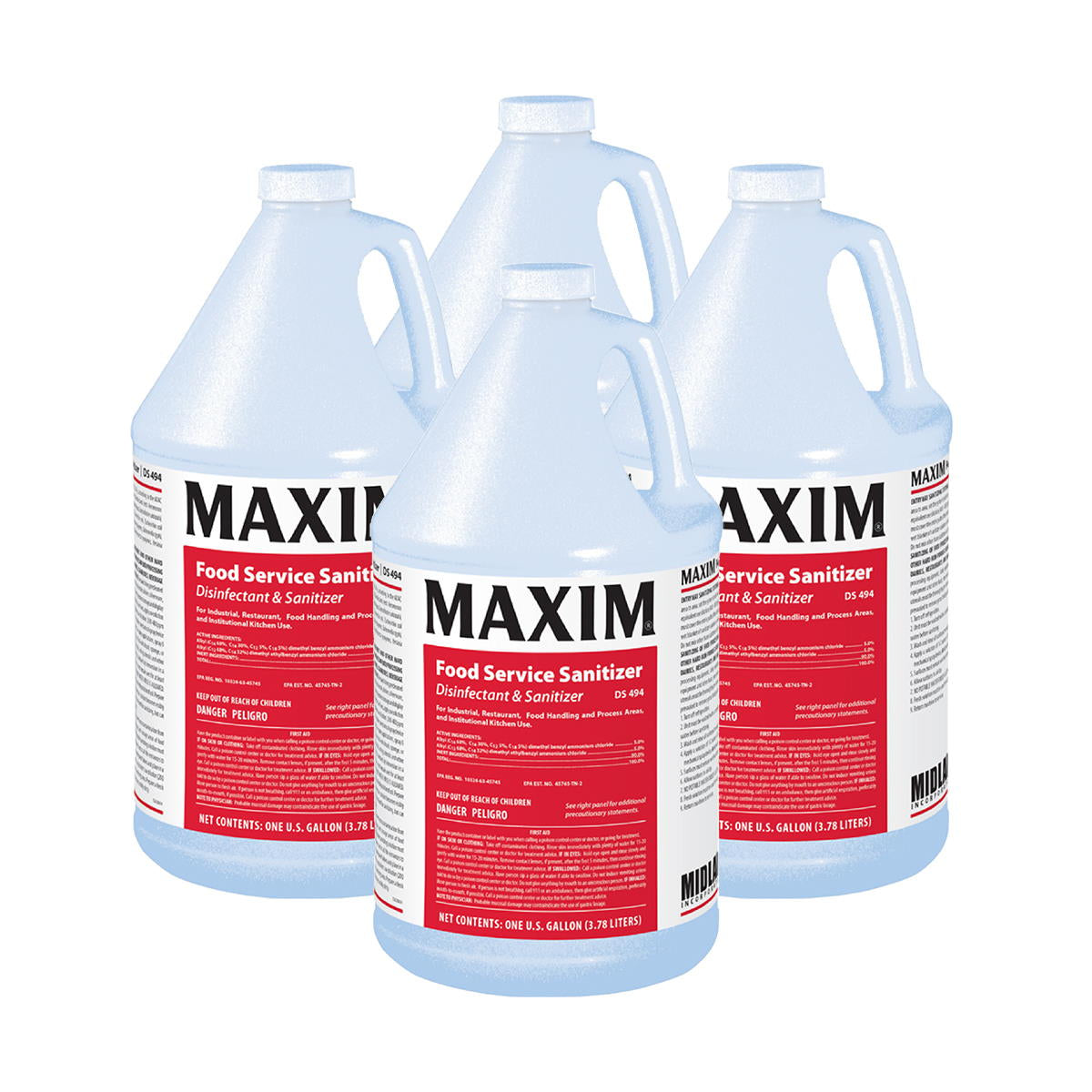 Maxim® #049400 Food Service Sanitizer (1 Gallon Bottles) - Case of