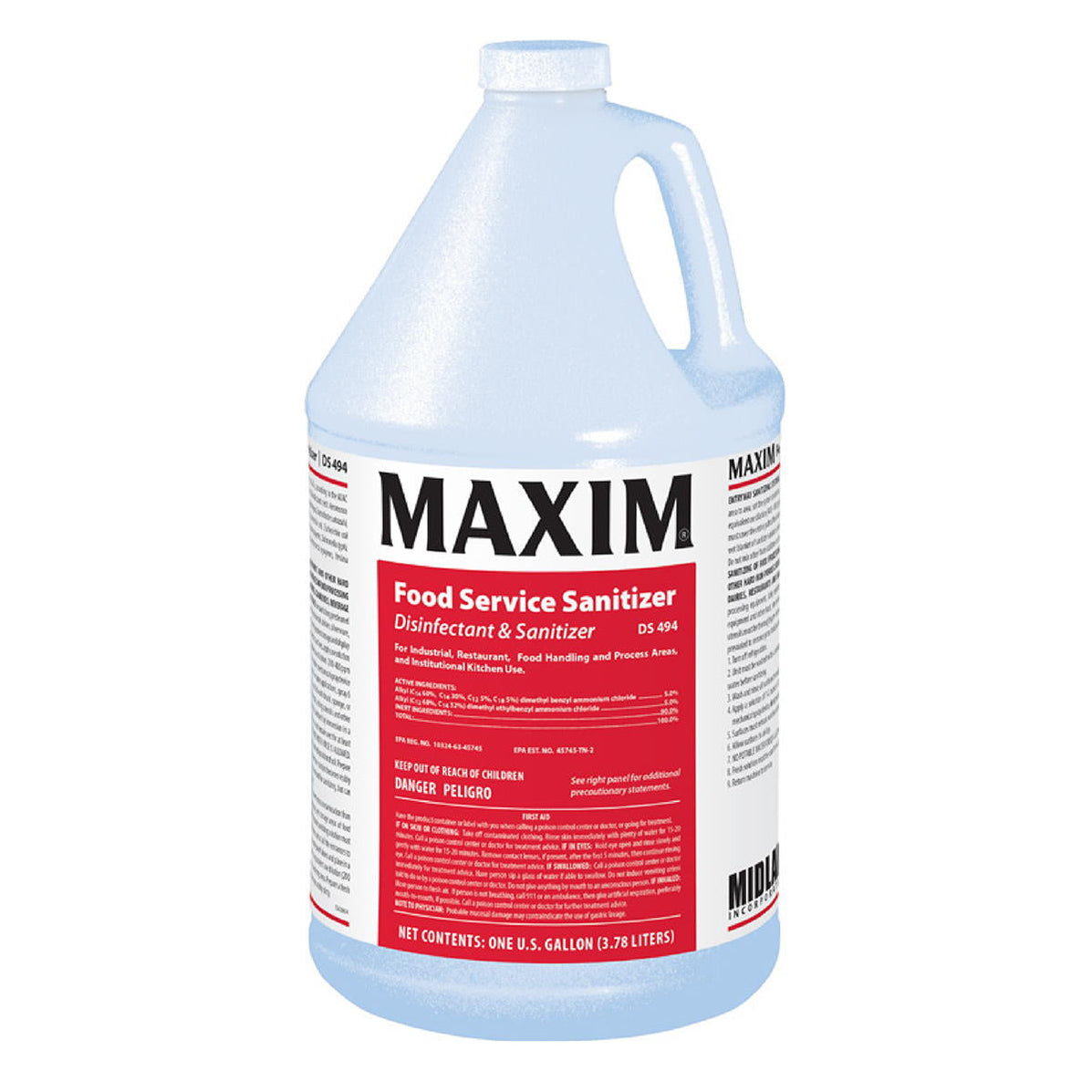 Maxim® 049400 Food Service Sanitizer (1 Gallon Bottles) Case of 4 —