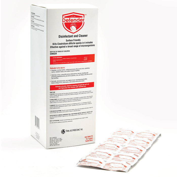 Defender™ EPA-registered Sporicidal Disinfectant, Cleaner & Sanitizer Tablets - 13.1 Gram Tablets
