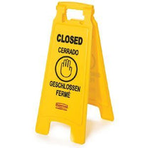 Rubbermaid® 4-Language Yellow Closed Floor Sign