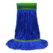 MaxiClean® Cotton & Synthetic Blend Blue Wet Mop w/ 5" Wide Band (Size: Medium | Looped Ends) - Case of 12