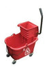 Red Hospital Bathroom Mop Bucket - 32 Qt. with Sidepress Wringer