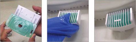 PeePod urinal cleaning block installation steps PeePod urinal cleaning block installation steps