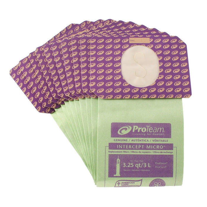 Amazon.com: ProTeam 103483 Intercept Micro Filter Bags with 3.25-Quart  Capacity, 10-Pack of Replacement Vacuum Filters, Green : Home & Kitchen