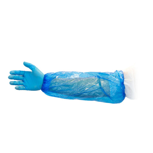 18" Blue Disposable Sleeves w/ Elastic Ends (#DSBP-18-1) - Case of 1000 Thumbnail