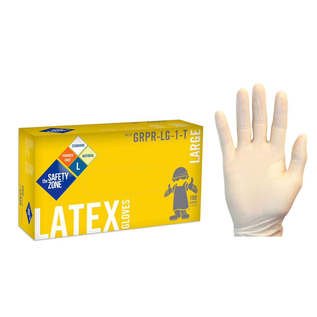 Safety Zone Powder Free Natural Latex Gloves