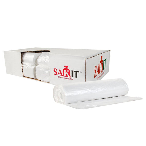 Case of Sak-It™ 10 Gallon Clear High Density 6 Micron Coreless Trash Can Liners - #SAK-242406N