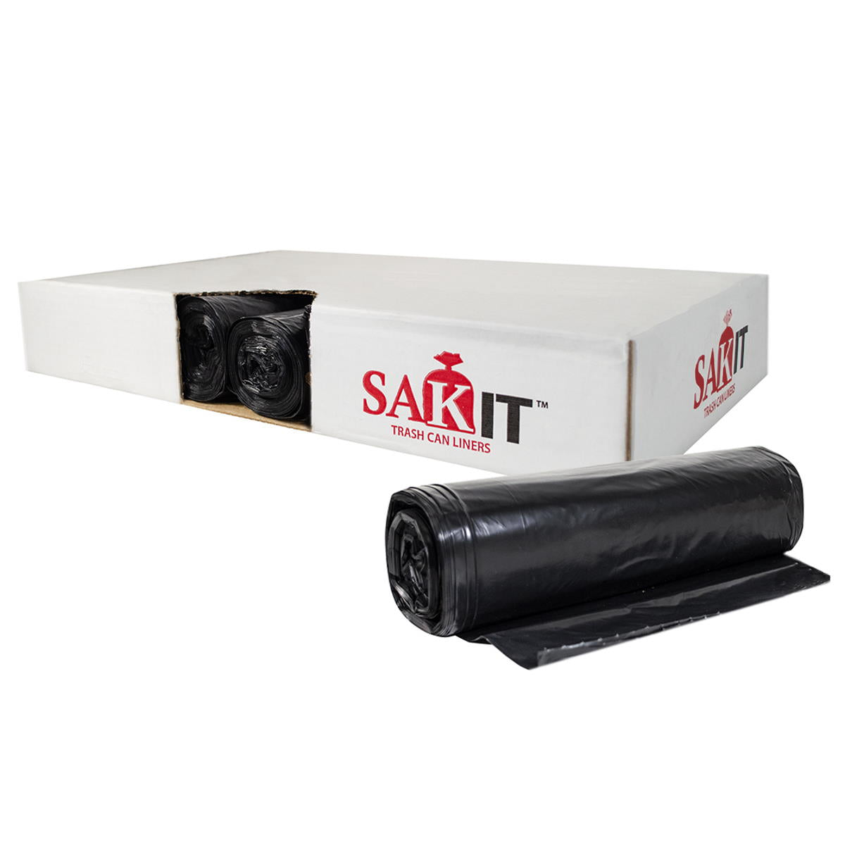 Sak-It™ 15 Gallon Black Low Density Coreless Trash Can Bags (24 x 32 |  0.45 Mil) - Case of 500