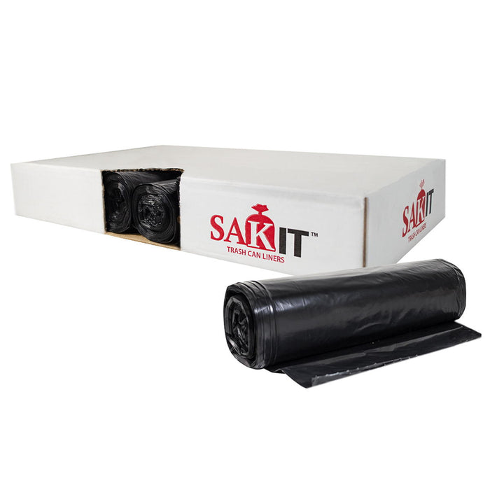 Sak-It™ 40 - 45 Gallon Black Low Density Coreless Trash Can Bags (40 x 46