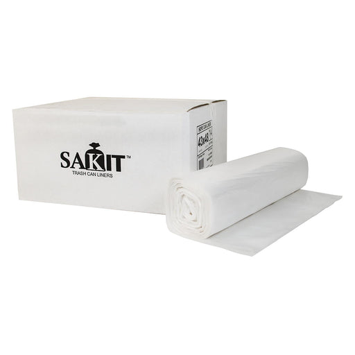 Sak-It™ 55 Gallon Clear High Density Coreless Garbage Bags (43" x 48" | 14 Microns) - Case of 200