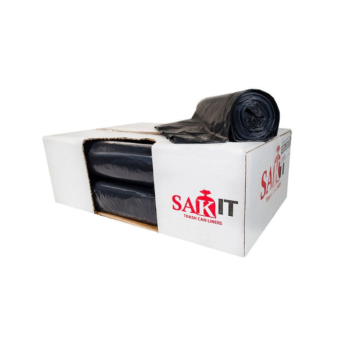 Sak-It™ 56 Gallon Black Low Density Coreless Trash Can Liners (43" x 48" | 1.5 Mil) - Case of 100
