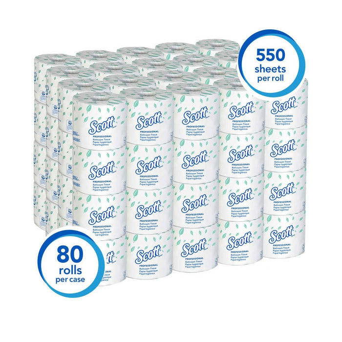 Scott® #04460 Essential 2-Ply Toilet Paper (4.1" x 4.0" | 550 Sheets | 183') - 80 Rolls