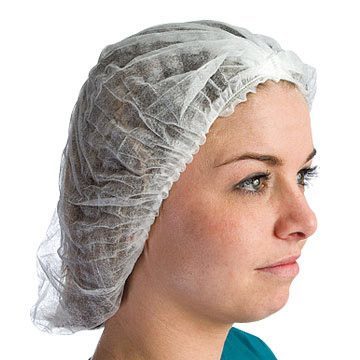 White Polyester Hairnet Caps in Use