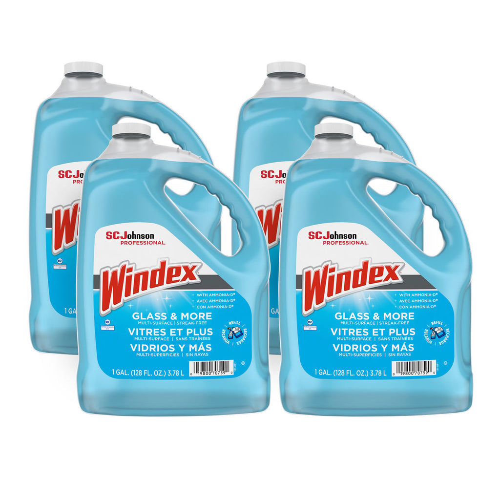 SC Johnson Professional, Windex Ammonia-Free Glass, Window & Surface  Cleaner Refill, 1 gallon/128 Oz (Pack Of 4)