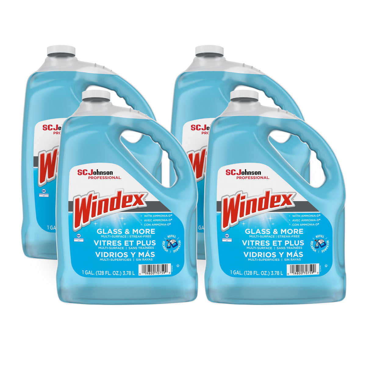 Windex® Powerized Formula Glass & Surface Cleaner (1 Gallon Bottles) - Case  of 4 —