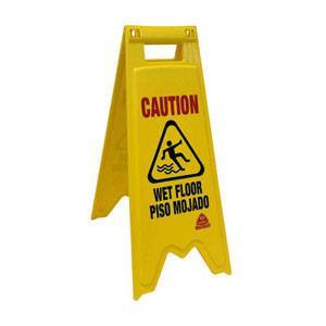Mop, Bucket and Caution Wet Floor Stock Photo - Image of spanish